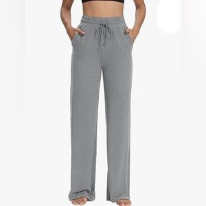 Sarin Mathews NWT wide leg drawstring yoga lounge pants heather grey medium‎